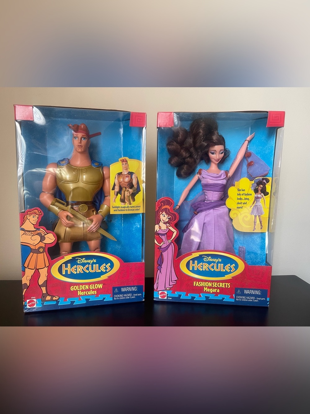 Mattel Disney's Hercules Dolls - Gold, Purple, Blue, Brown